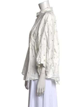 Deiji Studios Linen Printed Button-Up Top