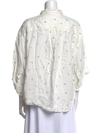 Deiji Studios Linen Printed Button-Up Top