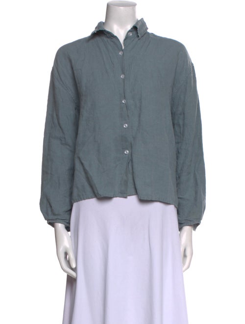 Deiji Studios Linen Mock Neck Button-Up Top