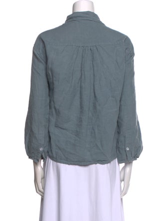 Deiji Studios Linen Mock Neck Button-Up Top