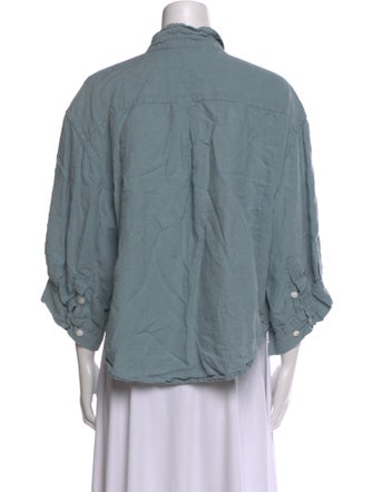 Deiji Studios Linen Mock Neck Button-Up Top