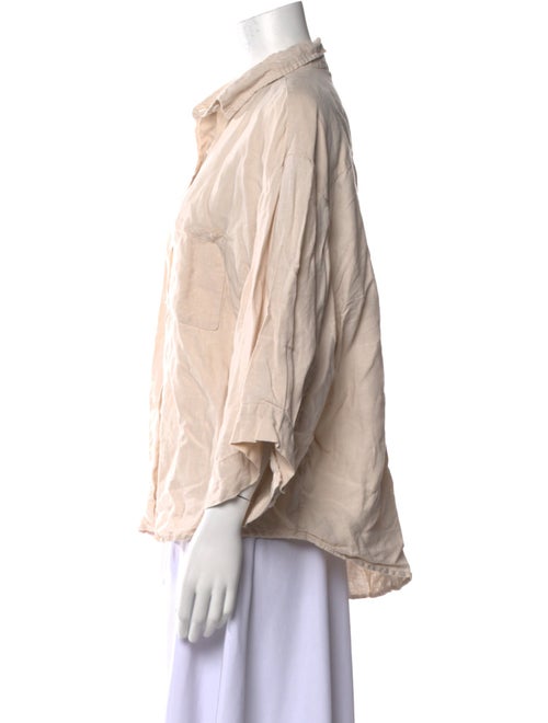 Deiji Studios Linen Three-Quarter Sleeve Button-Up Top