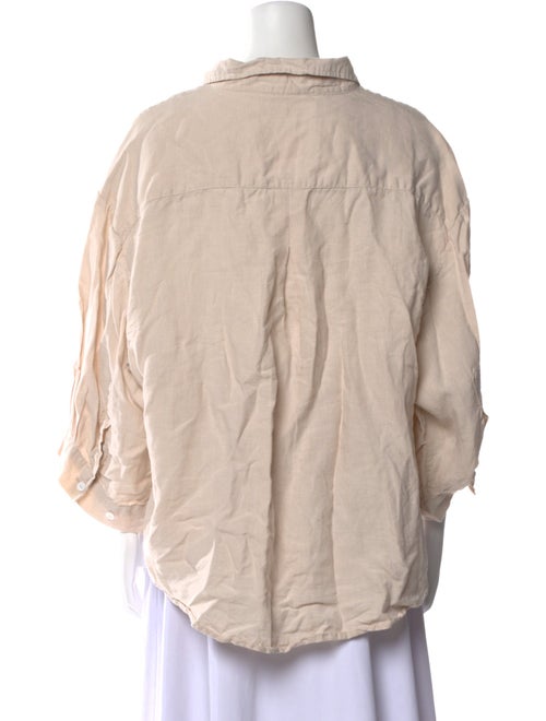Deiji Studios Linen Three-Quarter Sleeve Button-Up Top