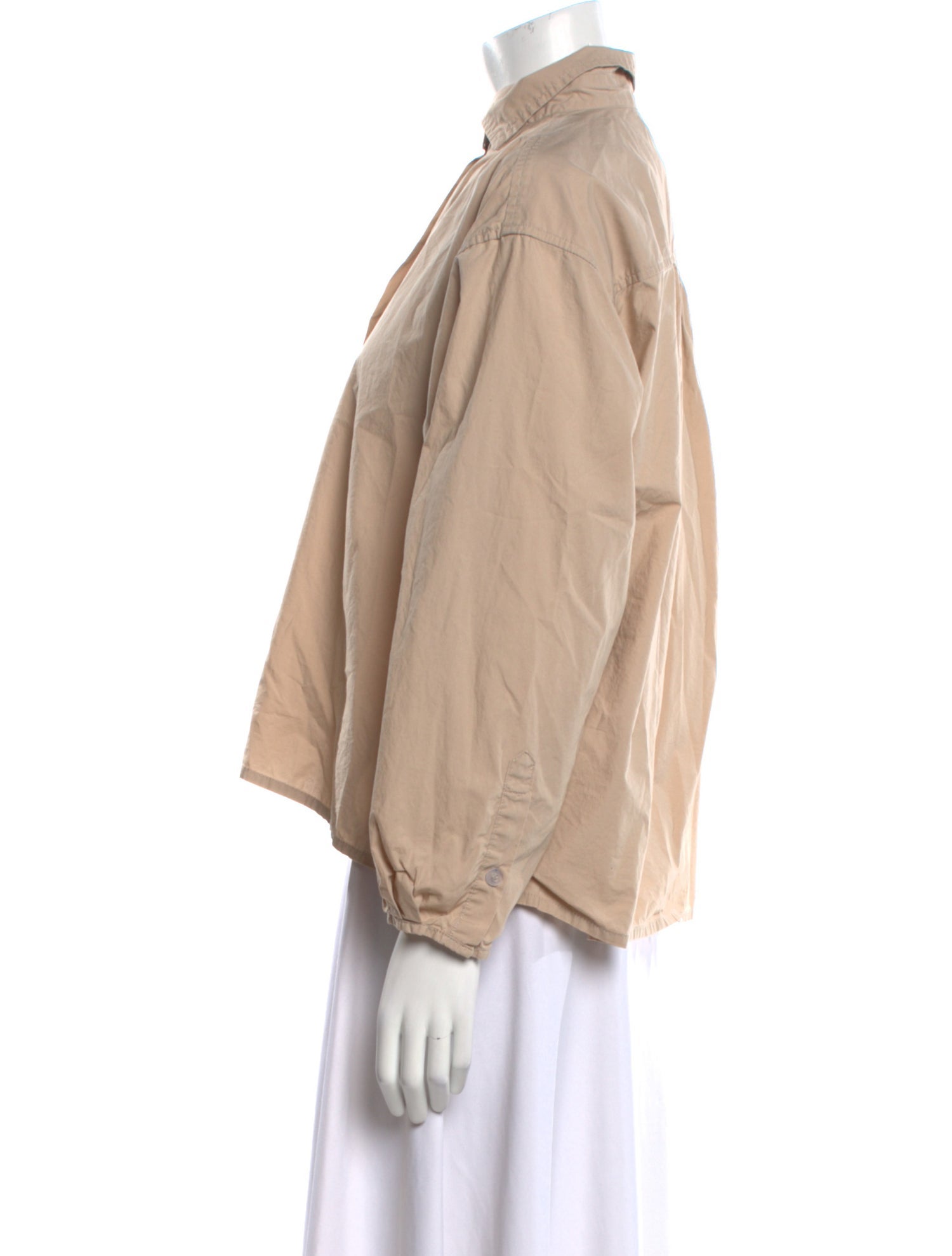 Deiji Studios Mock Neck Long Sleeve Button-Up Top