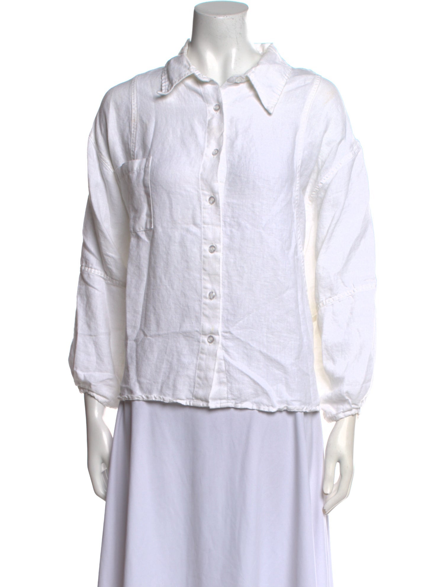 Deiji Studios Linen Three-Quarter Sleeve Button-Up Top