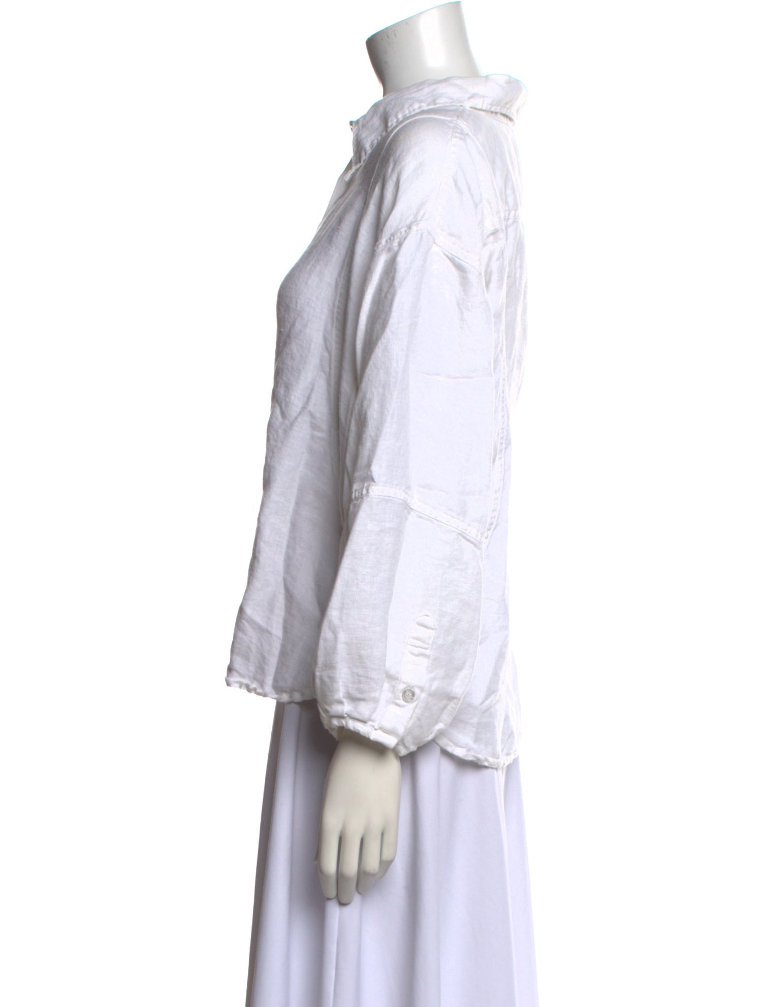 Deiji Studios Linen Three-Quarter Sleeve Button-Up Top