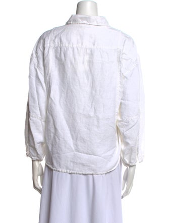 Deiji Studios Linen Three-Quarter Sleeve Button-Up Top