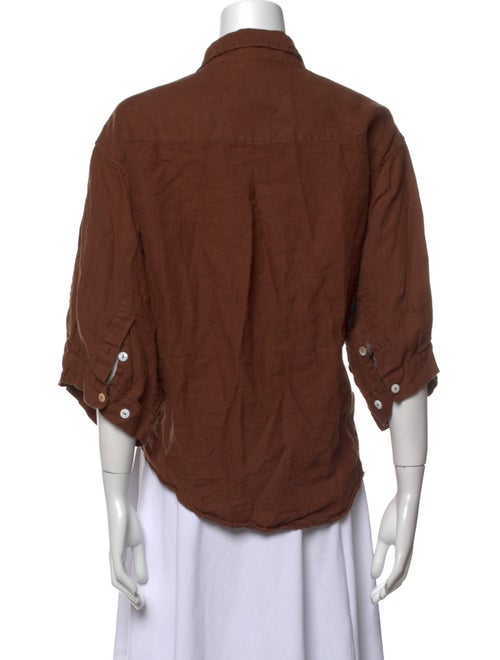 Deiji Studios Linen Mock Neck Button-Up Top