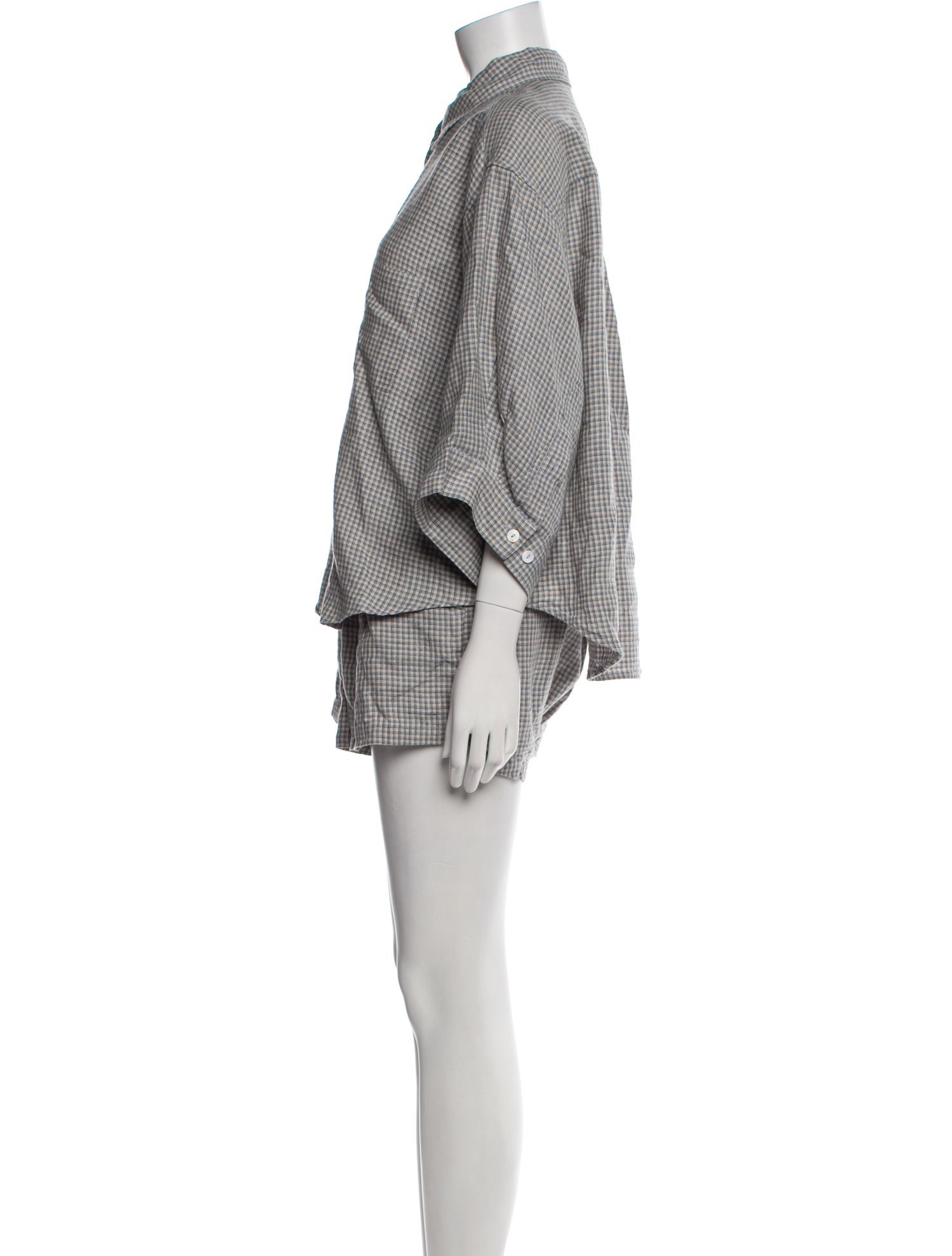 Deiji Studios Linen Plaid Print Short Set