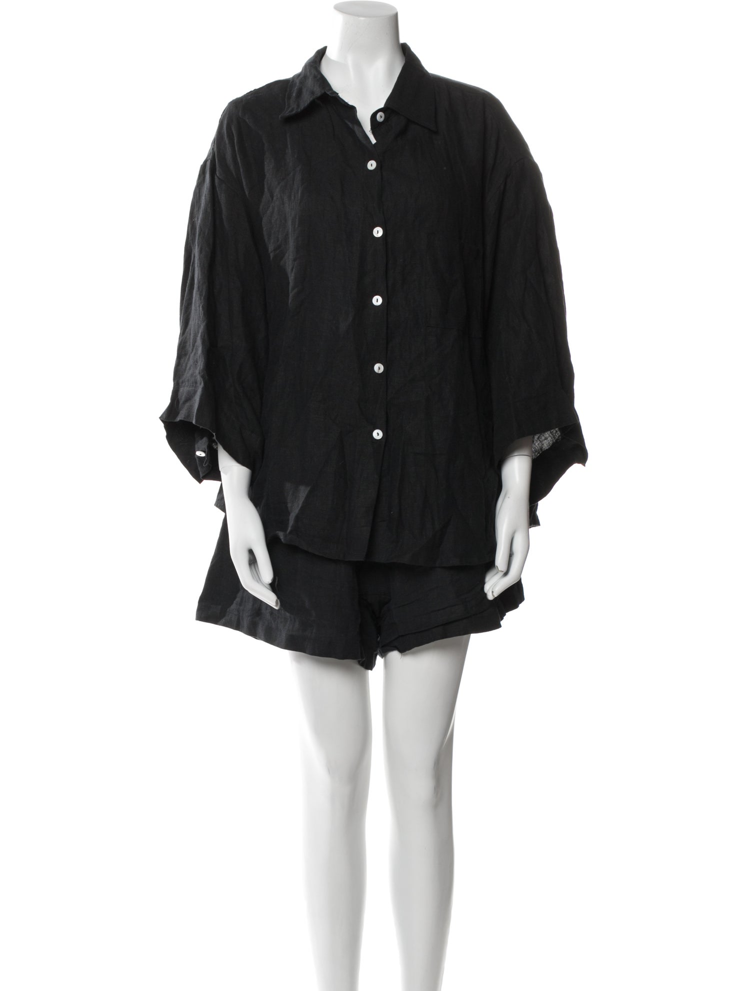 Deiji Studios Linen Pleated Accents Short Set