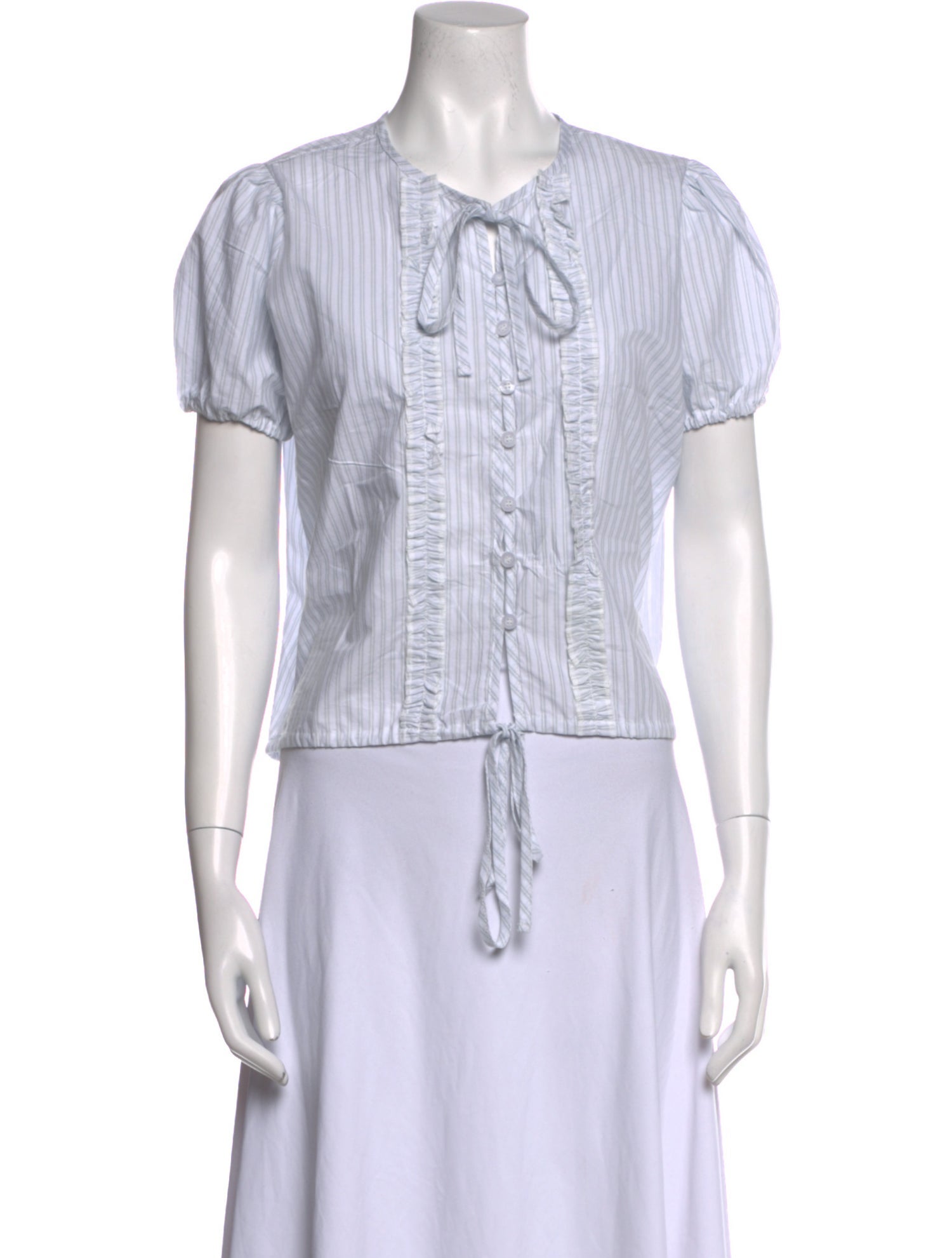 Deiji Studios Striped V-Neck Button-Up Top