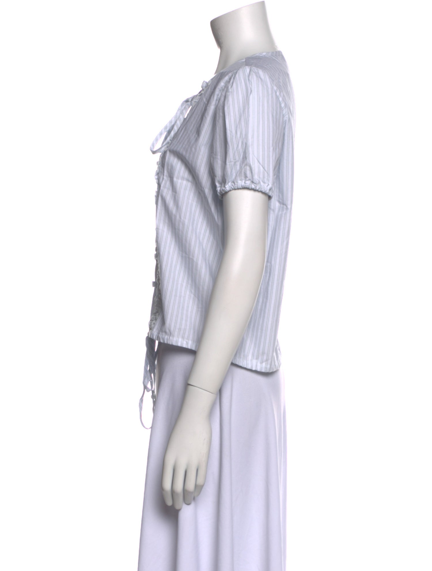 Deiji Studios Striped V-Neck Button-Up Top