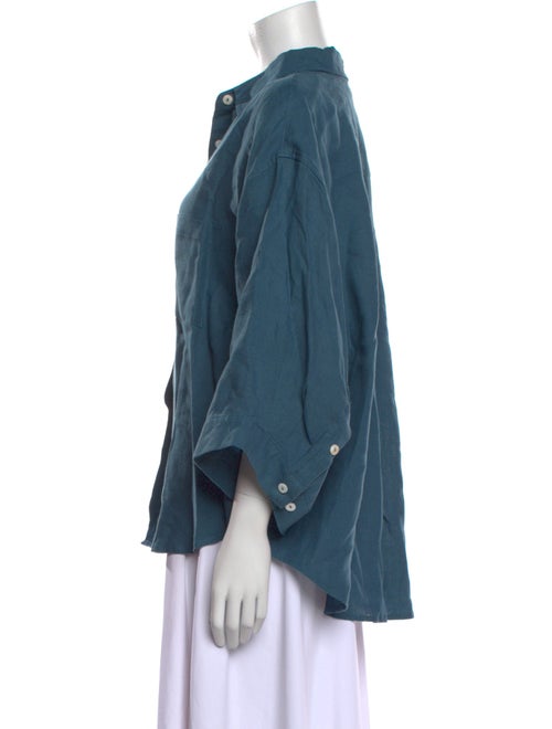 Deiji Studios Linen Three-Quarter Sleeve Button-Up Top