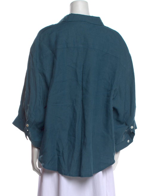 Deiji Studios Linen Three-Quarter Sleeve Button-Up Top