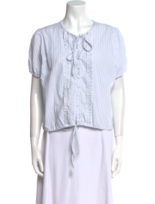 Deiji Studios Striped Tie Neck Blouse