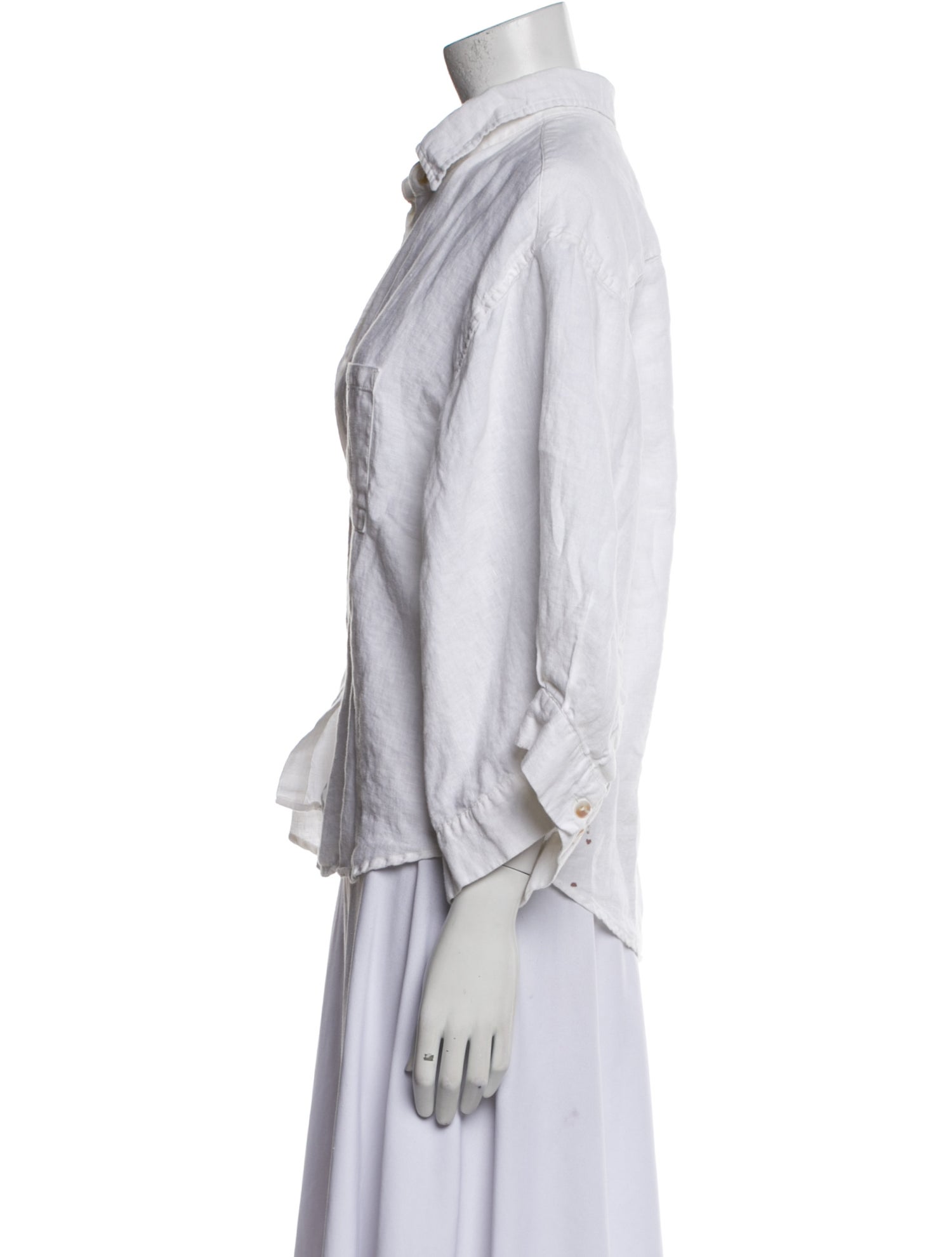 Deiji Studios Linen Three-Quarter Sleeve Button-Up Top