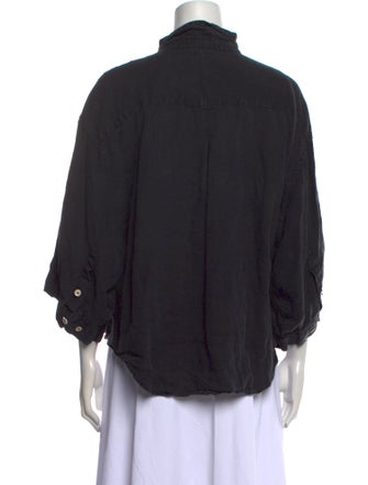 Deiji Studios Linen Three-Quarter Sleeve Button-Up Top