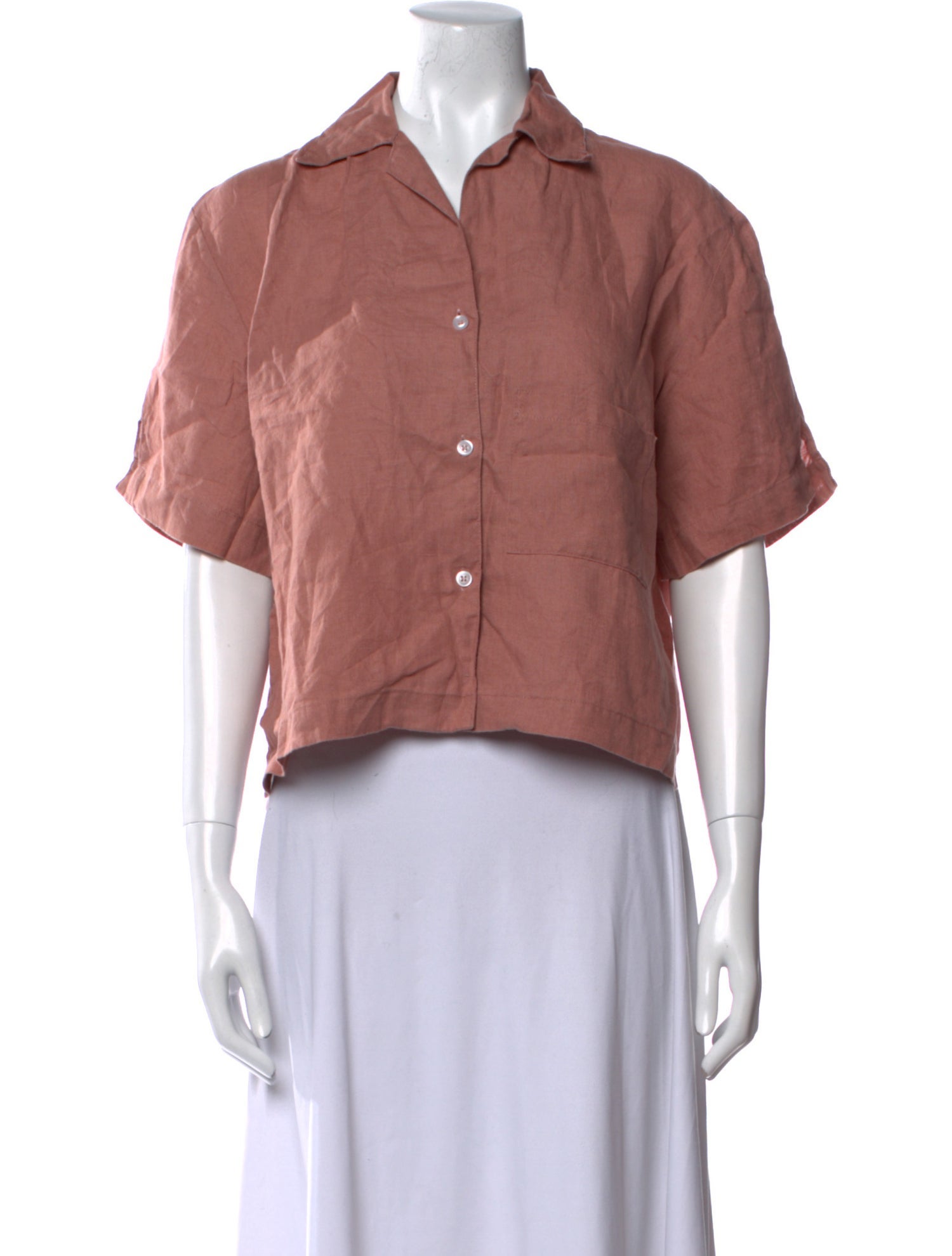 Deiji Studios Linen Short Sleeve Crop Top