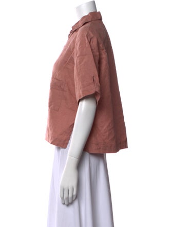Deiji Studios Linen Short Sleeve Crop Top