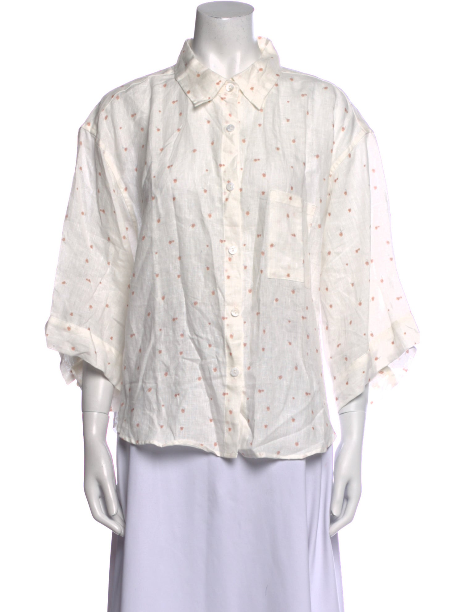 Deiji Studios Linen Printed Button-Up Top