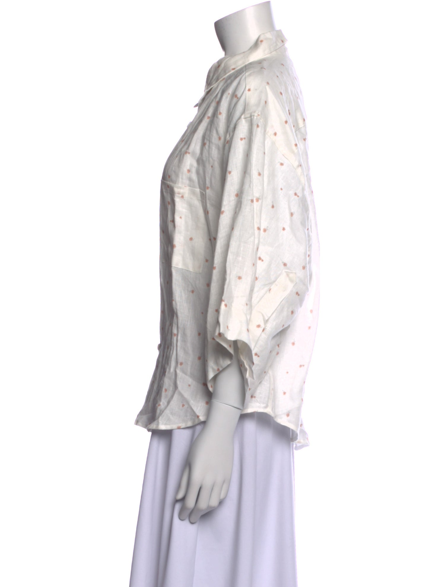 Deiji Studios Linen Printed Button-Up Top