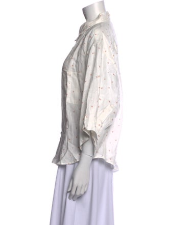 Deiji Studios Linen Printed Button-Up Top