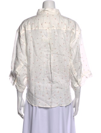 Deiji Studios Linen Printed Button-Up Top