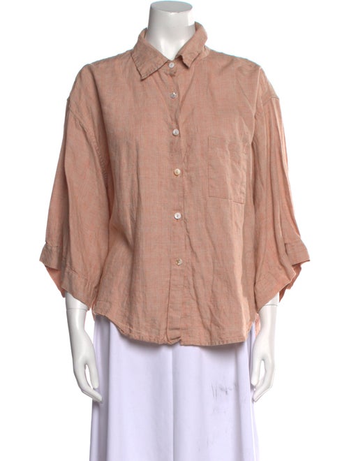 Deiji Studios Linen Three-Quarter Sleeve Button-Up Top