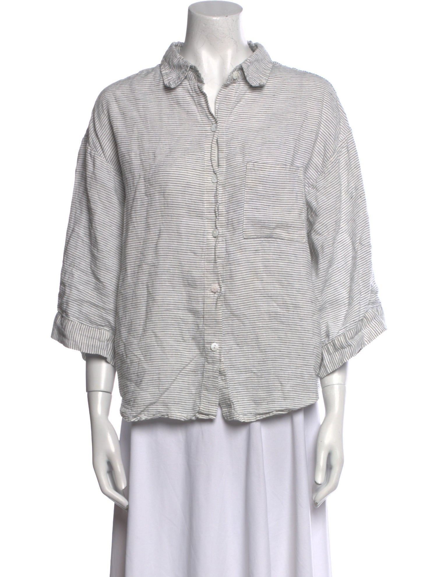 Deiji Studios Linen Striped Button-Up Top