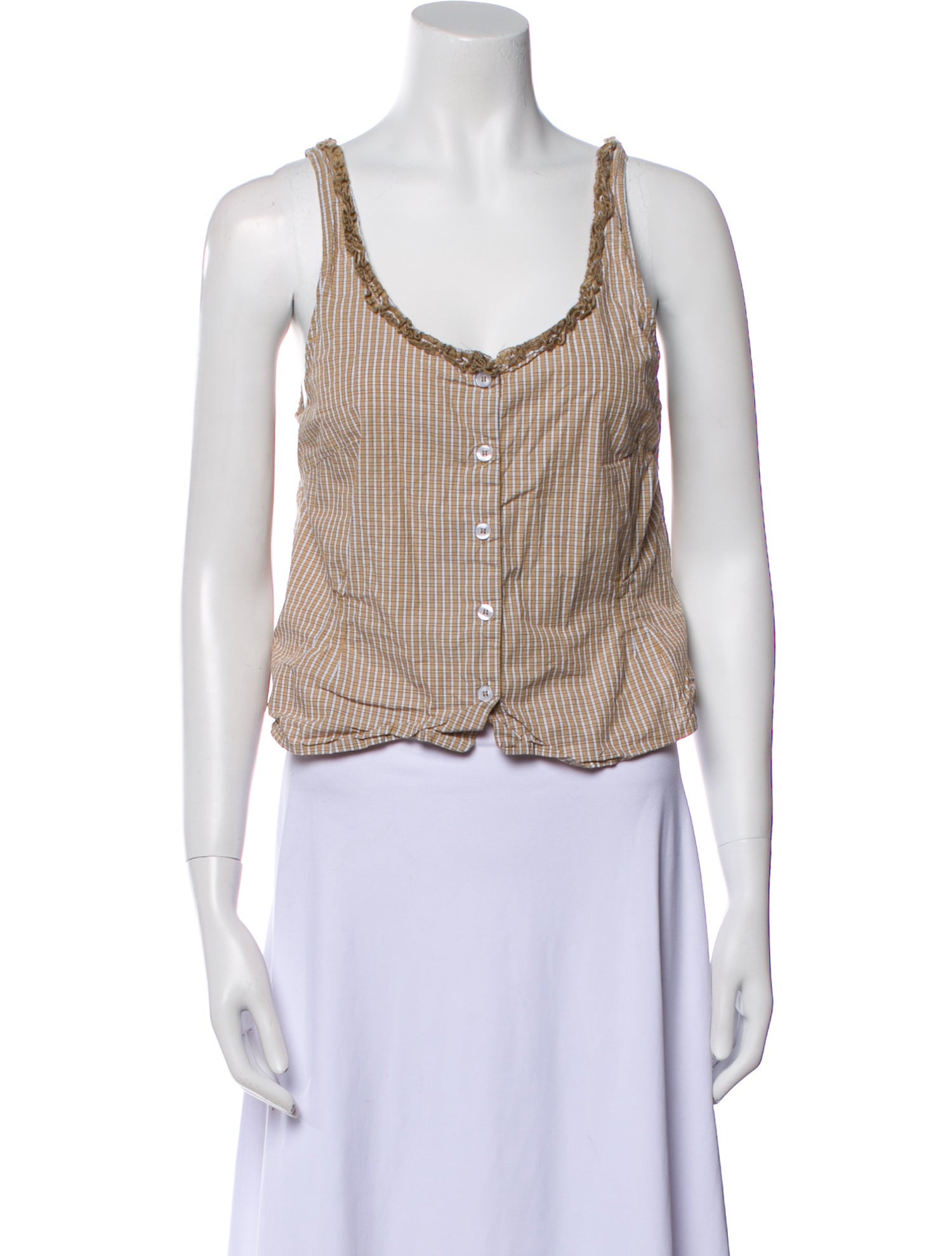 Deiji Studios Plaid Print Scoop Neck Crop Top