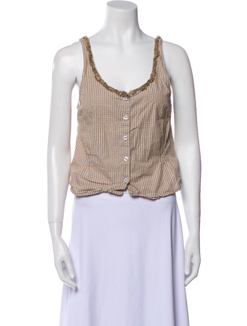 Deiji Studios Plaid Print Scoop Neck Crop Top