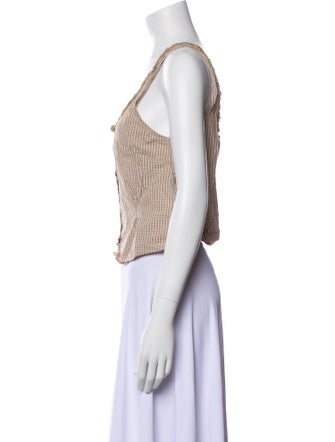 Deiji Studios Plaid Print Scoop Neck Crop Top