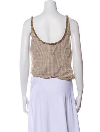 Deiji Studios Plaid Print Scoop Neck Crop Top