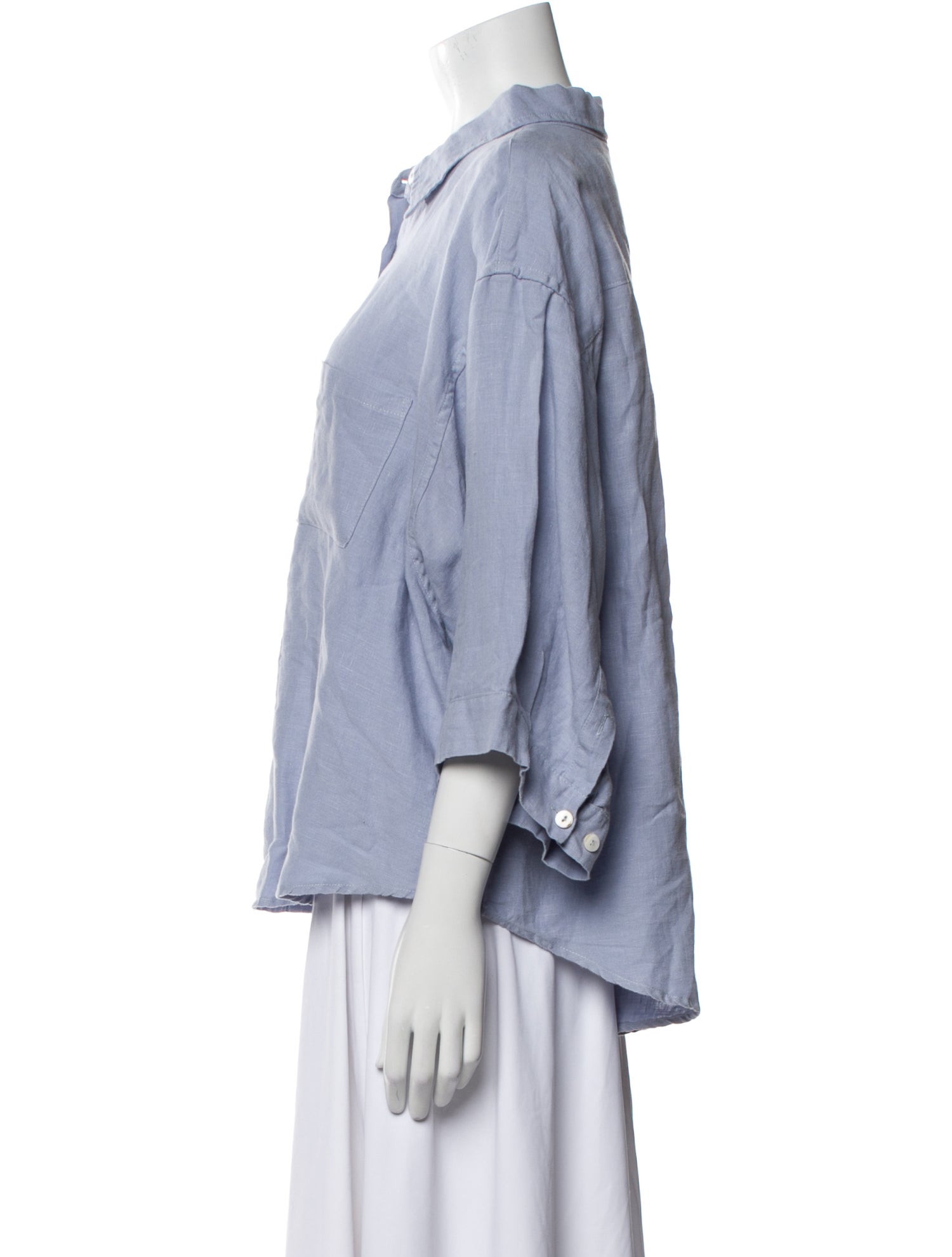 Deiji Studios Linen Three-Quarter Sleeve Button-Up Top