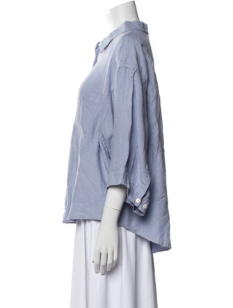 Deiji Studios Linen Three-Quarter Sleeve Button-Up Top