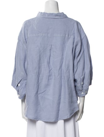 Deiji Studios Linen Three-Quarter Sleeve Button-Up Top