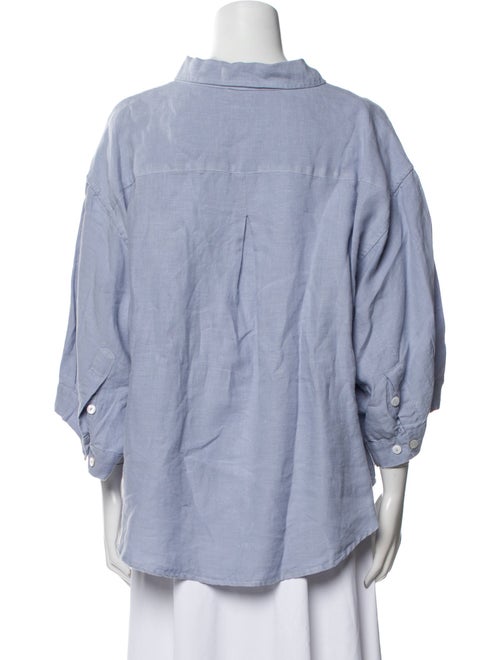 Deiji Studios Linen Three-Quarter Sleeve Button-Up Top