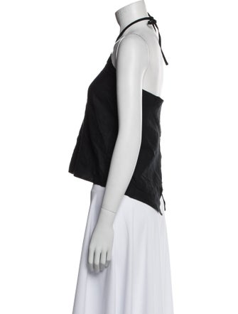 Deiji Studios Linen Halterneck Crop Top