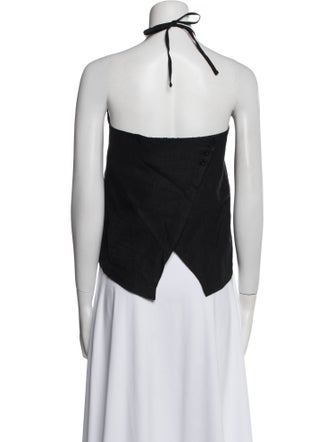 Deiji Studios Linen Halterneck Crop Top