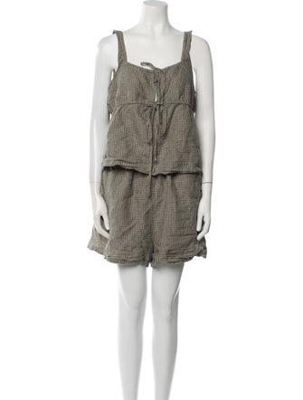 Deiji Studios Linen Plaid Print Short Set