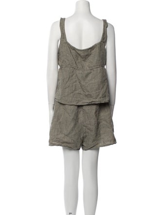 Deiji Studios Linen Plaid Print Short Set