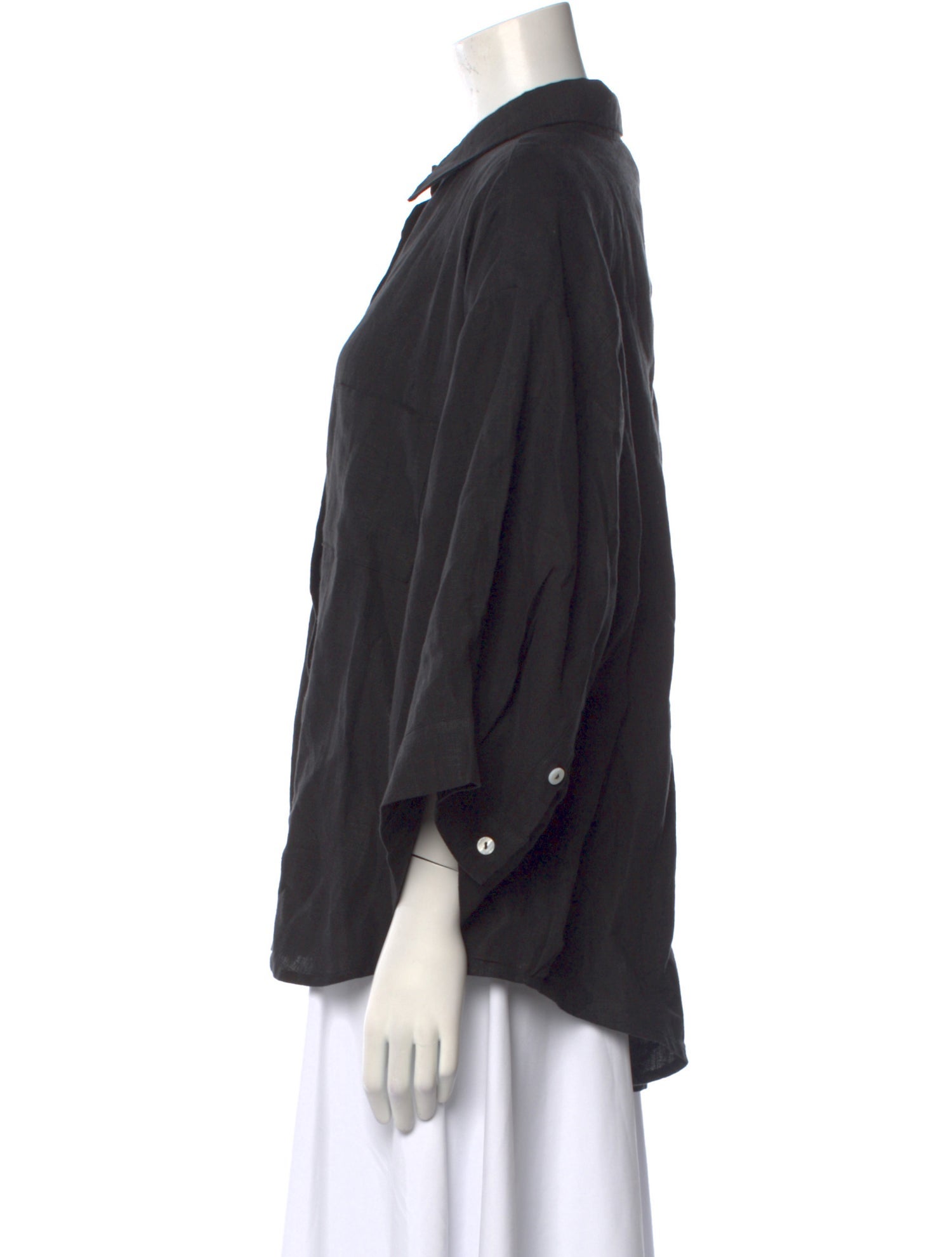 Deiji Studios Linen Three-Quarter Sleeve Button-Up Top