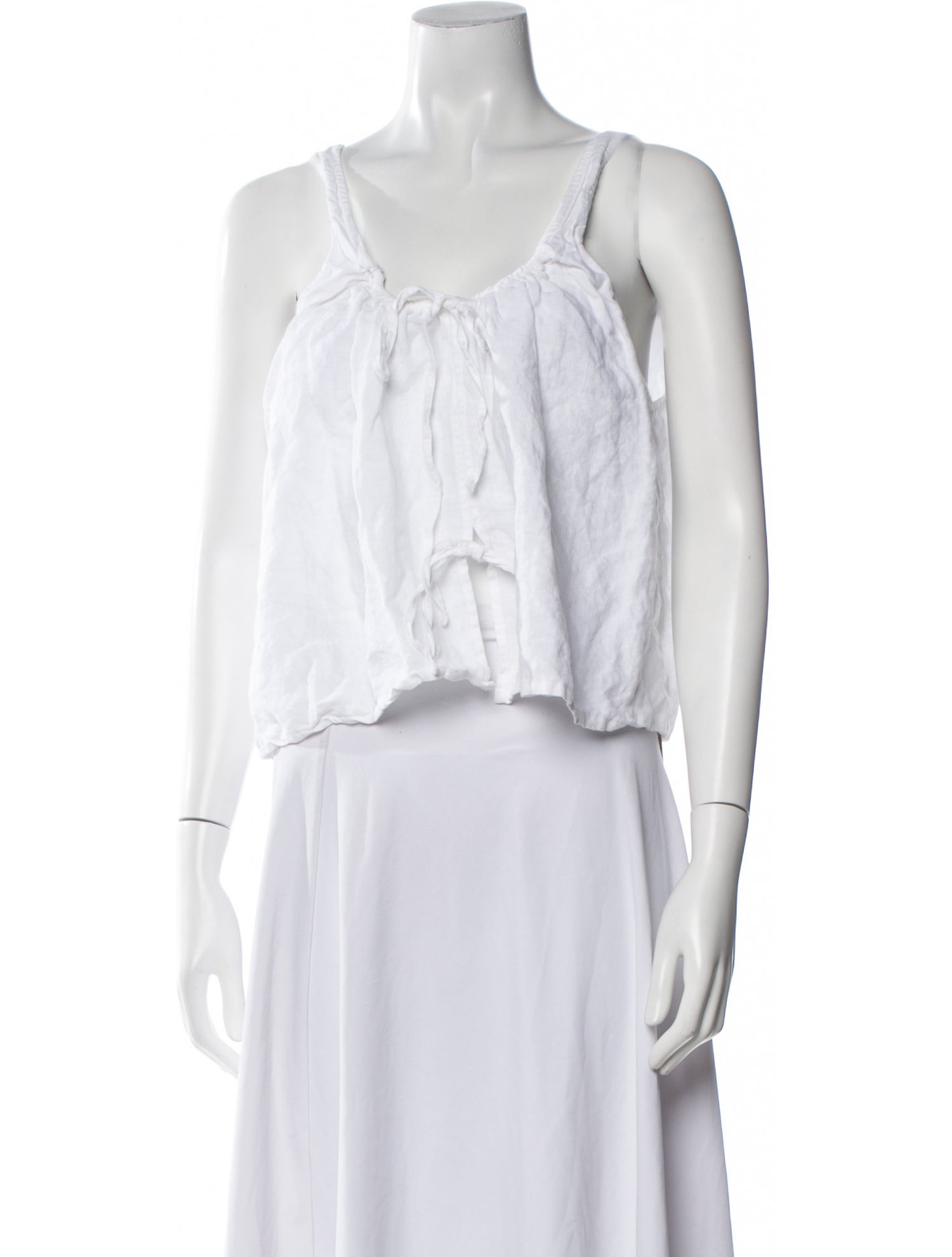 Deiji Studios Linen Scoop Neck Crop Top