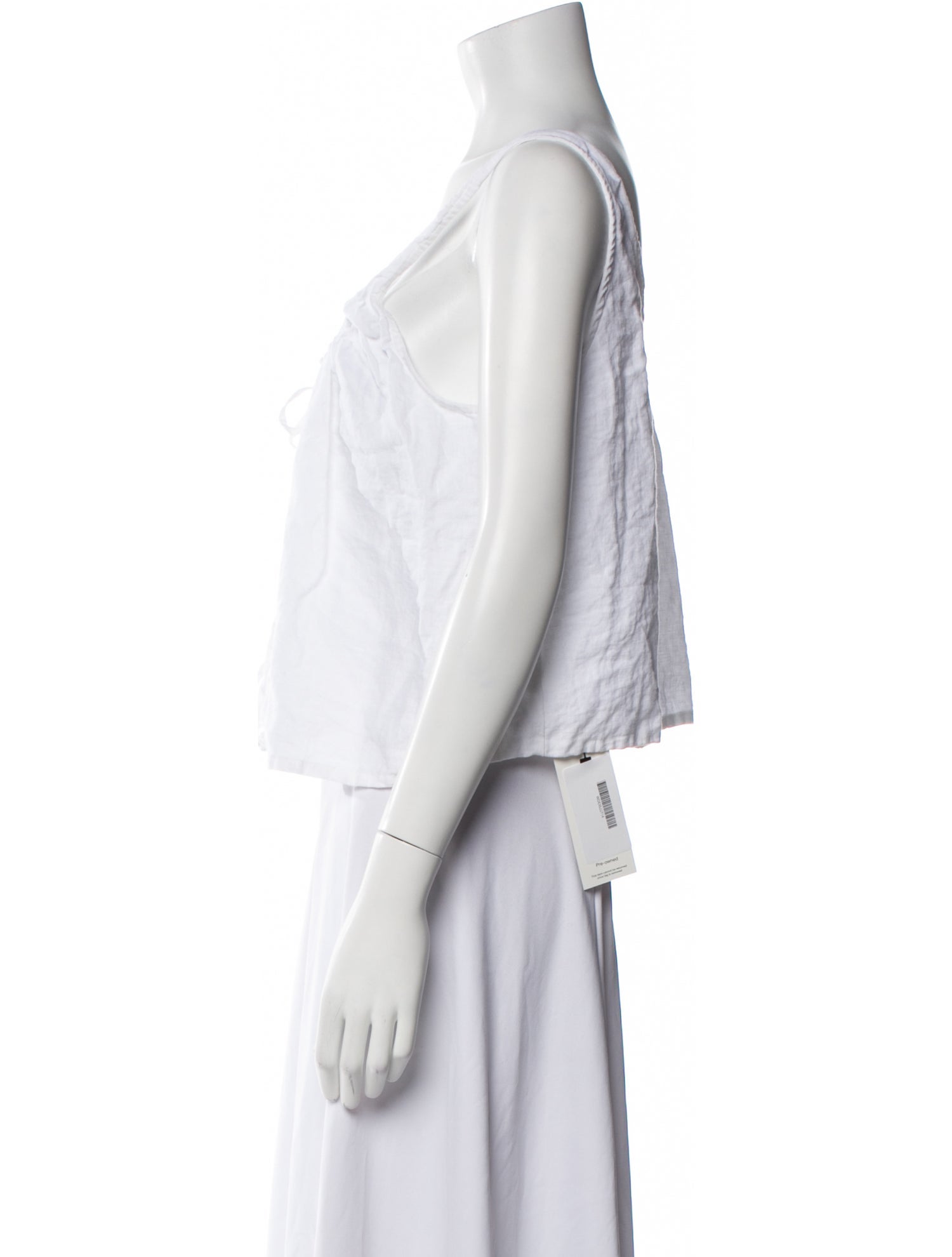 Deiji Studios Linen Scoop Neck Crop Top