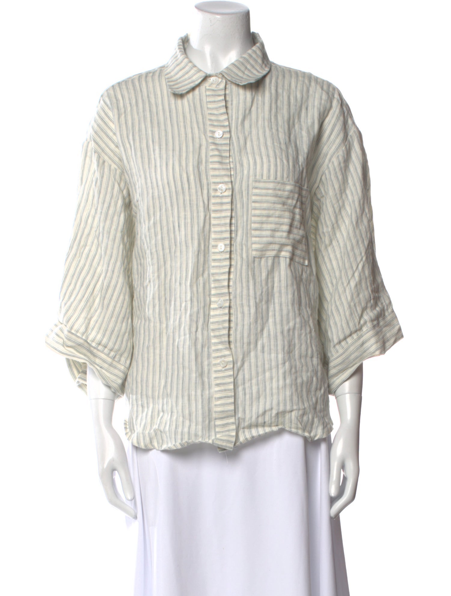 Deiji Studios Linen Striped Button-Up Top