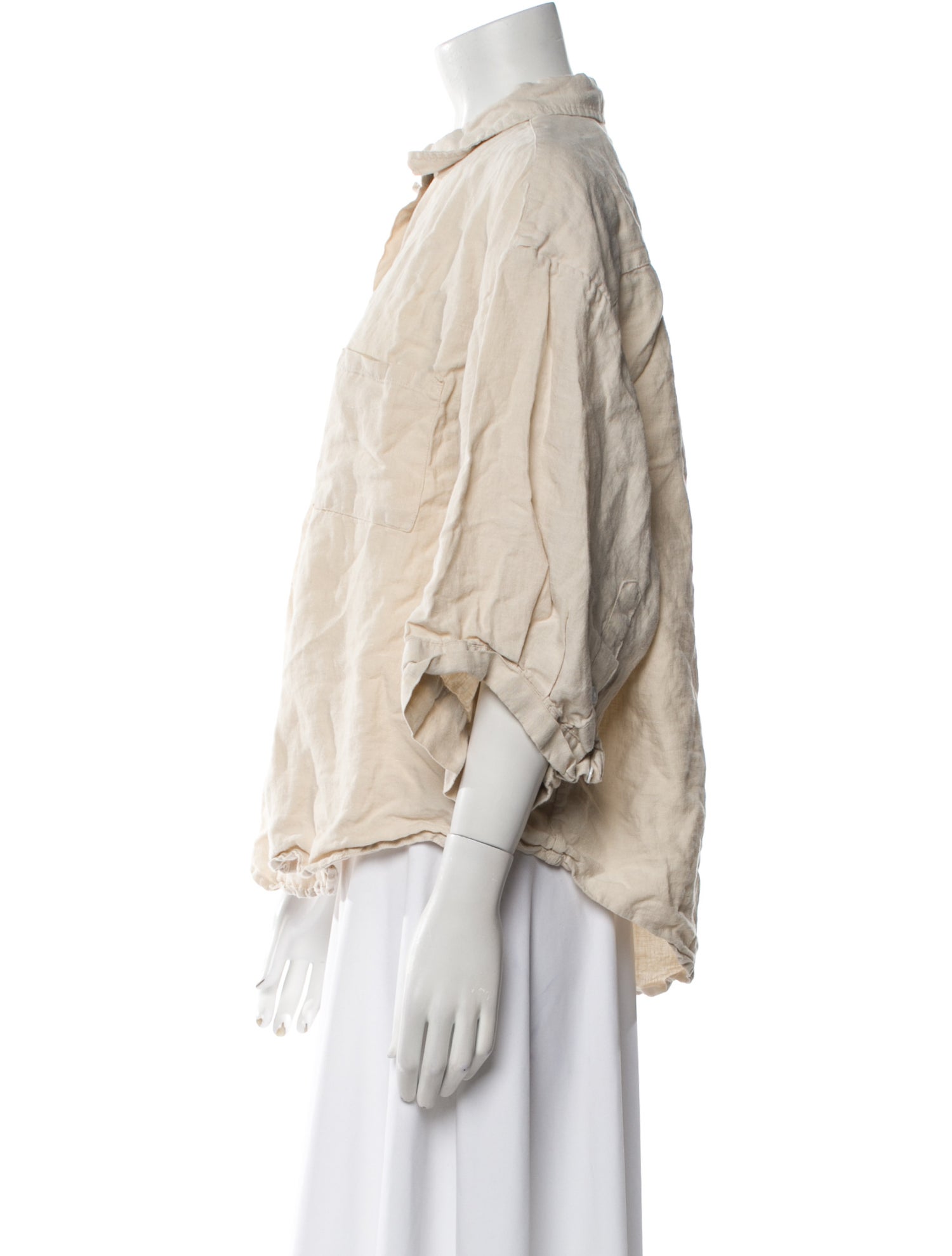 Deiji Studios Linen Three-Quarter Sleeve Button-Up Top