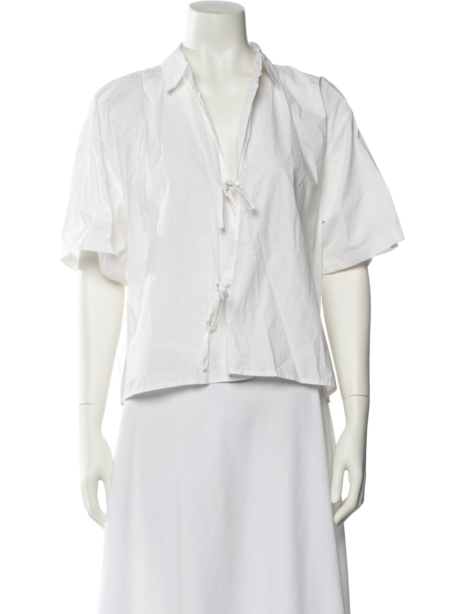 Deiji Studios V-Neck Short Sleeve Blouse