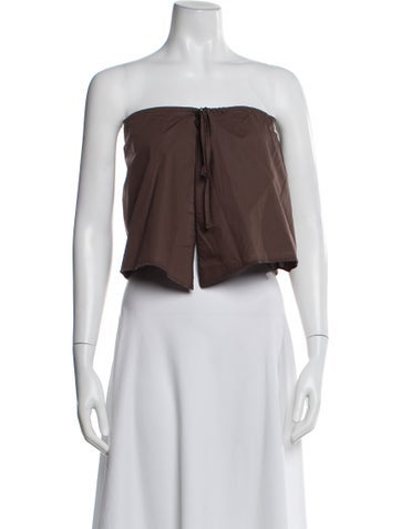 Pre-owned Deiji Studios Strapless Crop Top W/ Tags In Brown