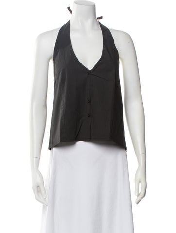 Pre-owned Deiji Studios Striped Halterneck Top W/ Tags In Gray