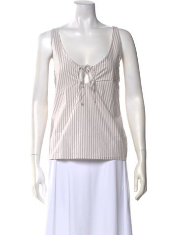 Pre-owned Deiji Studios Striped Tie Neck Top W/ Tags In White